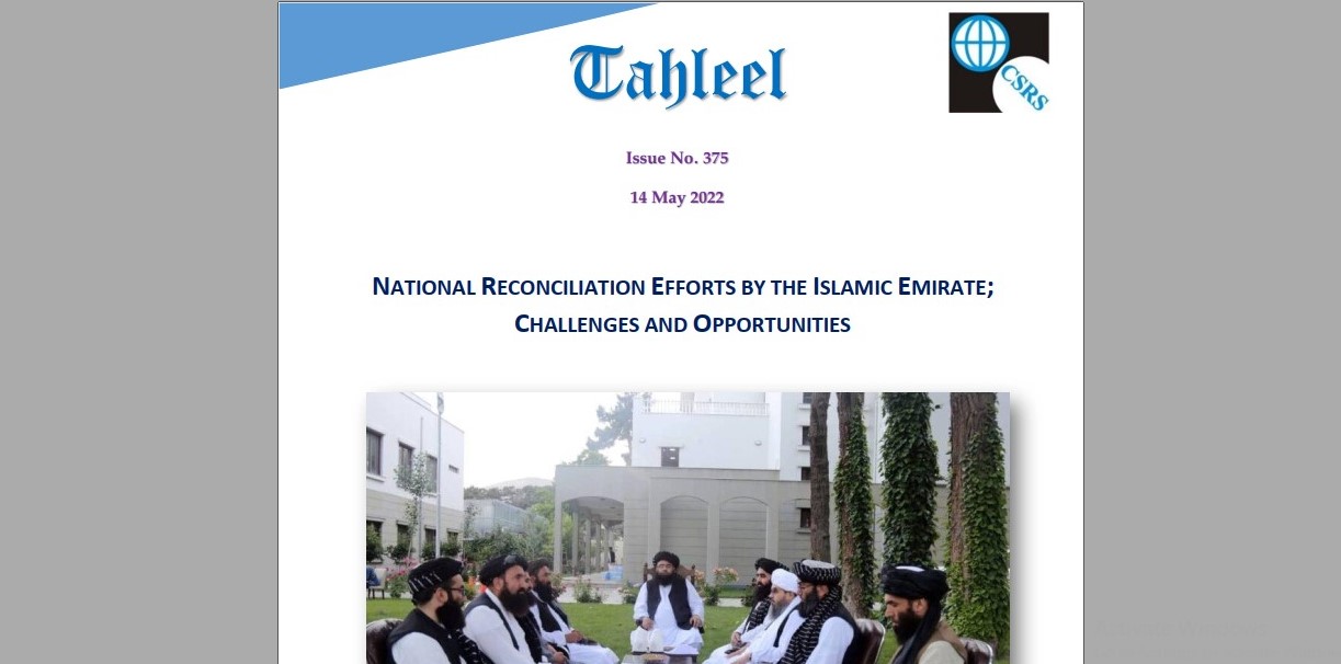 National Reconciliation Efforts by the Islamic Emirate; Challenges and Opportunities